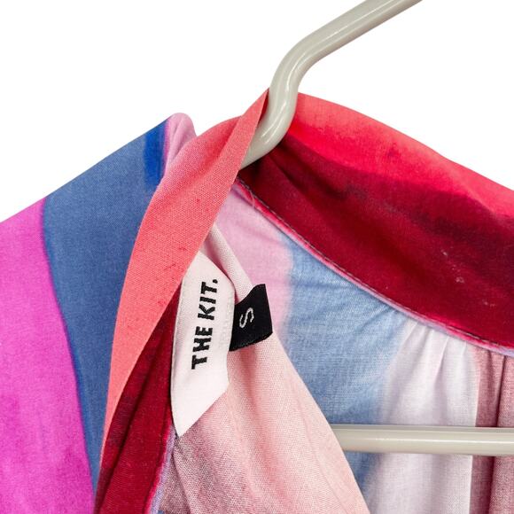 The Kit Multicolor Striped Long Sleeve Bow Back Midi Dress Size Small Silky - Picture 4 of 11